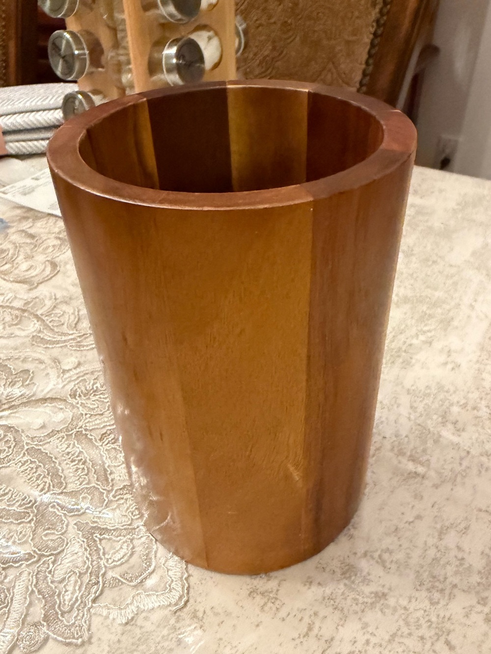 Bed Bath & Beyond Solid Acacia Wood Kitchen Utensil Holder Crock
